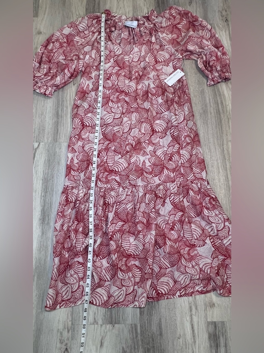 Gilner Farar Floral Puff-Sleeve Maxi Dress in Rose Red Size M NWT . - Picture 9 of 11